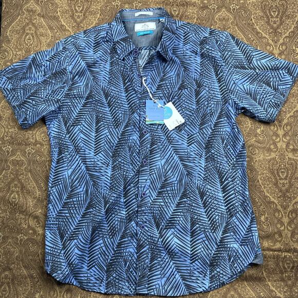 MBX Premium Goods Hawaiian Button Up Shirt Mens XL Blue Floral Beach NWT - Picture 1 of 10
